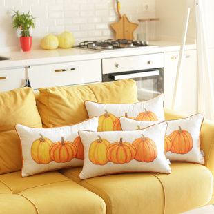 MIKE&CO. NEW YORK Fall Throw Pillow Cover Pumpkins 12" x 20" Lumbar (Set of 4) (Set of 4)