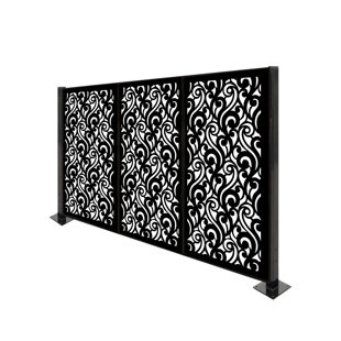 PORPORA Cafe and Restaurant 12 Panel Room Partition, Laser Cut Metal Privacy Screen Fence, Decorative Outdoor Divider