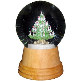 ALEXANDER TARON Christmas Tree Snow Globe with Wooden Base