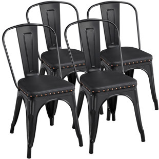 WILLISTON FORGE Hellam Metal Slat Back Side Chair (Set of 4)