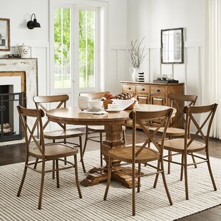 THREE POSTS™ Fortville 7 - Piece Extendable Pedestal Dining Set