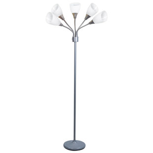 CORRIGAN STUDIO® Foran 5 Light Adjustable Floor Lamp - Modern Design in Black or Grey Finish - 16" L x 16" W x 69" H