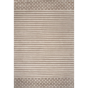 Arvin Olano x Rugs USA Mandia Striped Wool Beige Area Rug