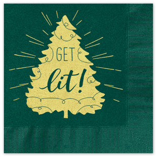 HORTENSE B HEWITT Disposable Paper Christmas Cocktail Napkins for 25 Guests (Set of 25)
