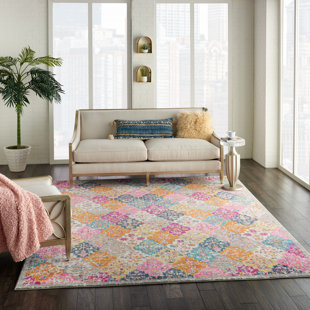 LANGLEY STREET® Verda Ikat Pink/Yellow/Blue Area Rug