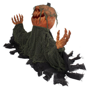 NORTHLIGHT SEASONAL 30" Black and Orange Animated Pumpkin Halloween Decoration
