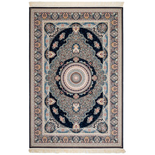 WORLD MENAGERIE Gambrell Persian Hand Woven Flatweave Navy Area Rug