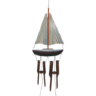 COHASSET GIFTS & GARDEN Sailboat Bamboo Wind Chime