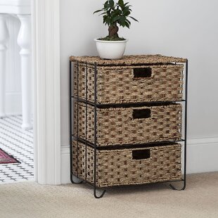 HOUSEHOLD ESSENTIALS Wicker 3 Drawer Storage Chest