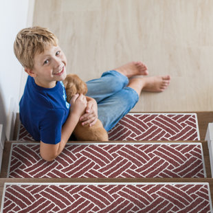 SUSSEXENTERPRISELLC Sisal Design Non -Slip Indoor 9" x 28" Stair Tread - 70 % Cotton (Set of 4)