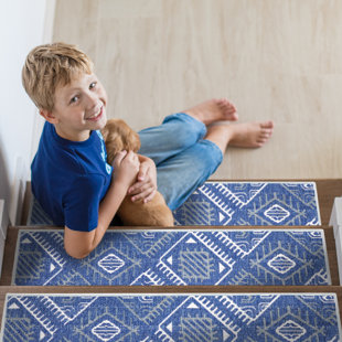 SUSSEXENTERPRISELLC Monument Design Non -Slip Indoor 9" x 28" Stair Tread - 70 % Cotton (Set of 7)