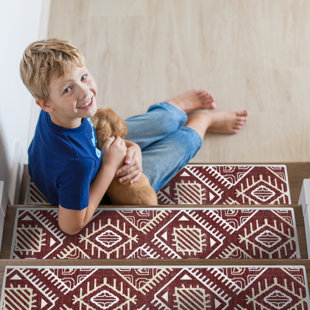 SUSSEXENTERPRISELLC Monument Design Non -Slip Indoor 9" x 28" Stair Tread - 70 % Cotton (Set of 4)
