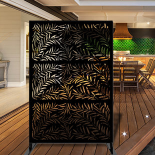 PORPORA 6.5 ft. H x 4 ft. W Laser Cut Metal Privacy Screen