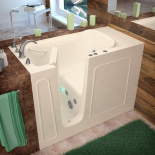 THERAPEUTIC TUBS Santa Fe 53'' x 26'' Walk-in Whirlpool Porcelain Enameled Steel Bathtub with Faucet