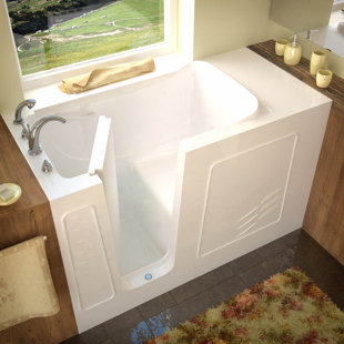 THERAPEUTIC TUBS Tucson 60'' x 30'' Walk-in Soaking Porcelain Enameled Steel Bathtub with Faucet