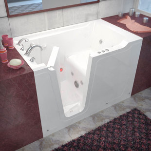 THERAPEUTIC TUBS Crescendo 59.7'' x 35.8'' Walk-in Whirlpool Fiberglass Bathtub with Faucet