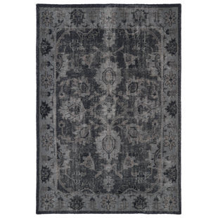 KALEEN Restoration Oriental Hand-Knotted Wool Black Area Rug