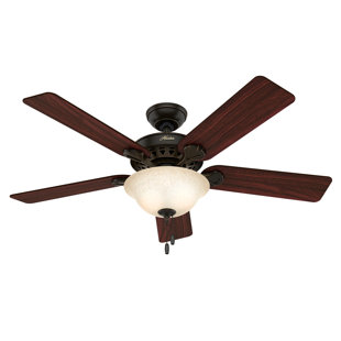 HUNTER FAN 52" Waldon 5 - Blade LED Standard Ceiling Fan with Pull Chain and Light Kit Included
