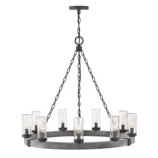 HINKLEY Sawyer 30" Nine-Light 12v Outdoor Candle Chandelier - LEDs Included
