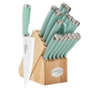 Hampton Forge Epicure Pistachio - 17 Piece Knife Block Set