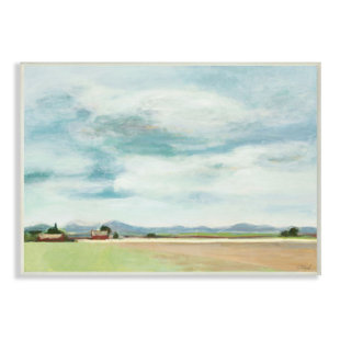 STUPELL INDUSTRIES Red Barn Farm Landscape Soft Blue Sky - Graphic Art Print