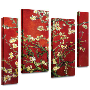 VAULT W ARTWORK Interpretation In Red Almond Blossom On Canvas 4 Pieces by Vincent Van Gogh Print