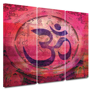 ARTWALL Om Mandala On Canvas 3 Pieces by Elena Ray Print