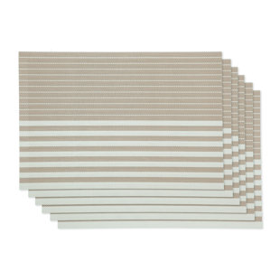 ROSECLIFF HEIGHTS Pilla Vinyl Striped Rectangle Placemat (Set of 6)