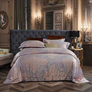 DOLCE MELA Perugia Cotton Blend Satin Damask Duvet Cover Set