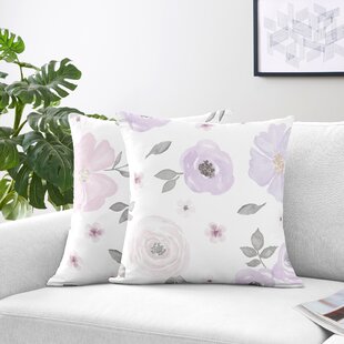 SWEET JOJO DESIGNS Watercolor Floral Square Pillow Cover & Insert (Set of 2)