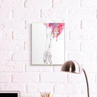 STUPELL INDUSTRIES Ballerina Pointed Toes Pose Pink Watercolor Tutu by Elisaveta Stoilova Painting