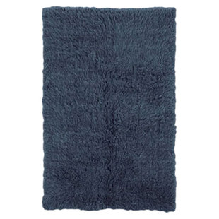 LINON Flokati Hand Loomed Wool Blue Rug