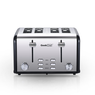 Lifease Geek Chef 4 Slice Stainless Steel Extra-wide Slot Toaster