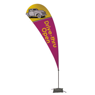 VICTORY CORPS 13' Drive-Thru Open Value Teardrop Sail Sign (Singel Sided With Cross Base)