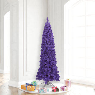 HASHTAG HOME Flocked Purple Fir 6.5' Fir Christmas Tree