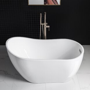 WOODBRIDGE 54" x 28" Freestanding Soaking Acrylic Single Slipper Bathtub with Reversible Drain