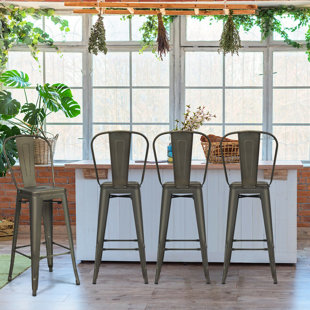 WILLISTON FORGE Amira Counter Stool with Metal Frame (Set of 4)