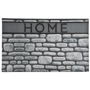 EVIDECO Outdoor Front Door Mat Home Stones Rubber Rug 30x18 Grey