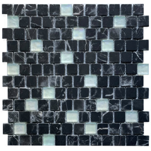 NOVOTILESTUDIO Barletta 1" x 1" Marble/Glass Grid Mosaic Wall & Floor Tile