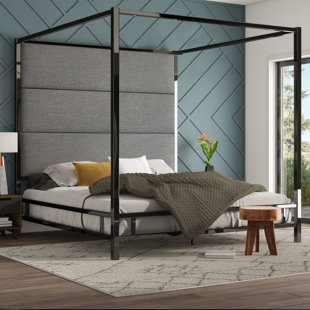 MERCURY ROW® Moyers Upholstered Metal Canopy Bed