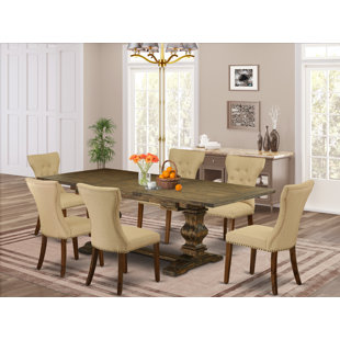 LUXE BY EAST WEST FURNITURE Lassale Removable Leaf Solid Wood Dining Set