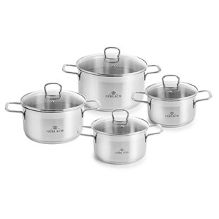 Vvr Homes 50.7 qt. Non-Stick Stainless Steel Pot Set with Lid