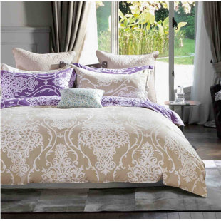 SAY YES BEDDING Hermann Cotton Box Stitch Damask Comforter Set