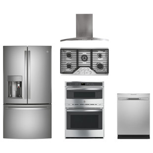 GE PROFILE™ 5 Piece Kitchen Package with French Door Refrigerator 36" Gas Cooktop & Wall Oven