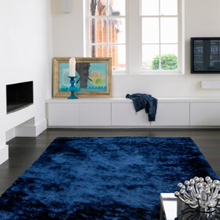ETTA AVENUE Boswell Silky Shaggy Navy Area Rug