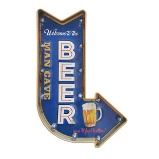CARINA'S COLLECTION Man Cave Beer Arrow Sign