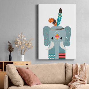 INDIGO SAFARI Boho Elephant On Canvas Print