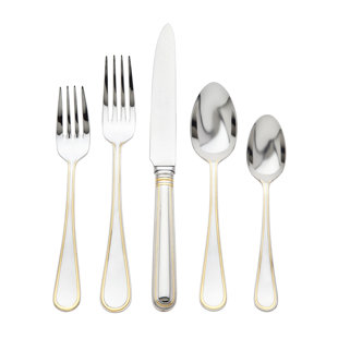 RICCI ARGENTIERI Ascot 5 Piece 18/10 Stainless Steel Flatware Set, Service for 1