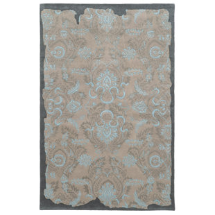 PANTONE UNIVERSE Color Influence Ikat Handmade Tufted Wool Gray/Blue Rug