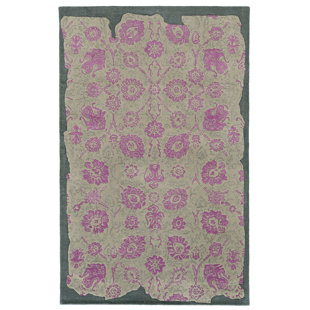 PANTONE UNIVERSE Color Influence Floral Handmade Tufted Wool Gray/Pink Rug